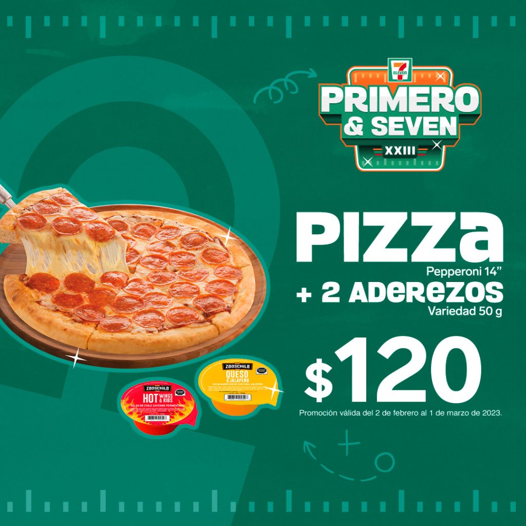 Llévate la pizza grande de pepperoni más 2 aderezos por 120 pesos.